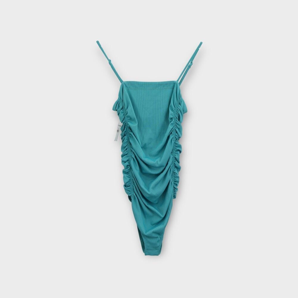 Free People On Your Side Bodysuit Size XS Teal Blue Adjustable Straps NWOT